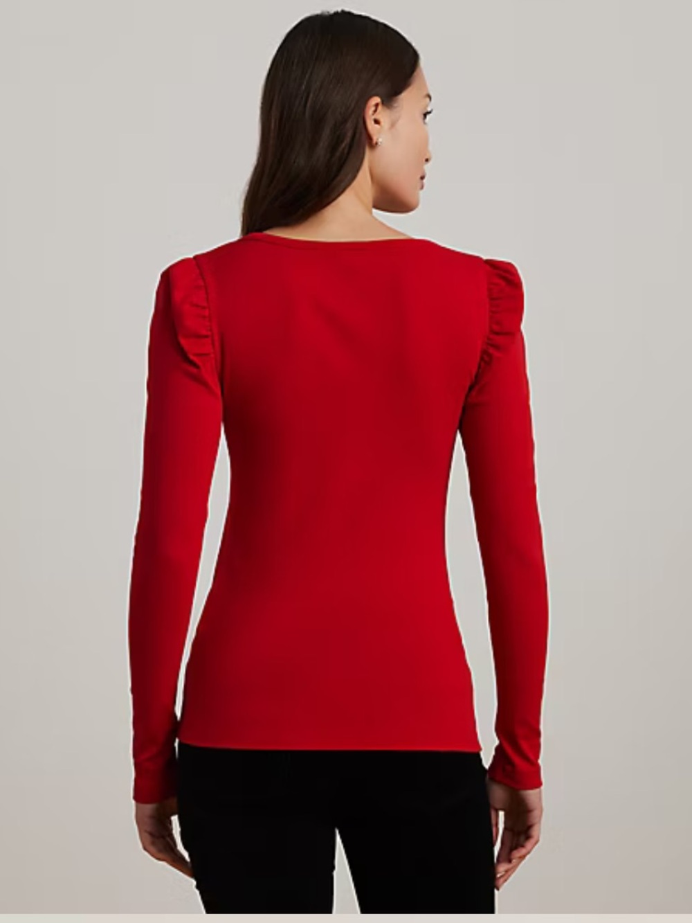 Stretch Cotton Ribbed Puff-Sleeve Tee - Picture 4 of 6